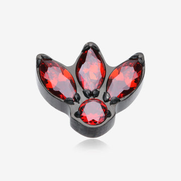 Implant Grade Titanium OneFit Threadless Blackline Triple Marquise Sparkle Flower Top Part-Red